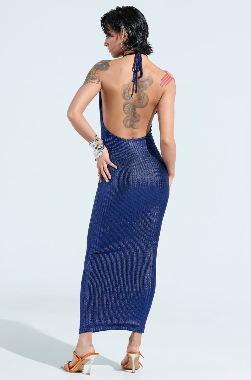 TAKE ME TO FIGI KNIT MAXI DRESS IN BLUE