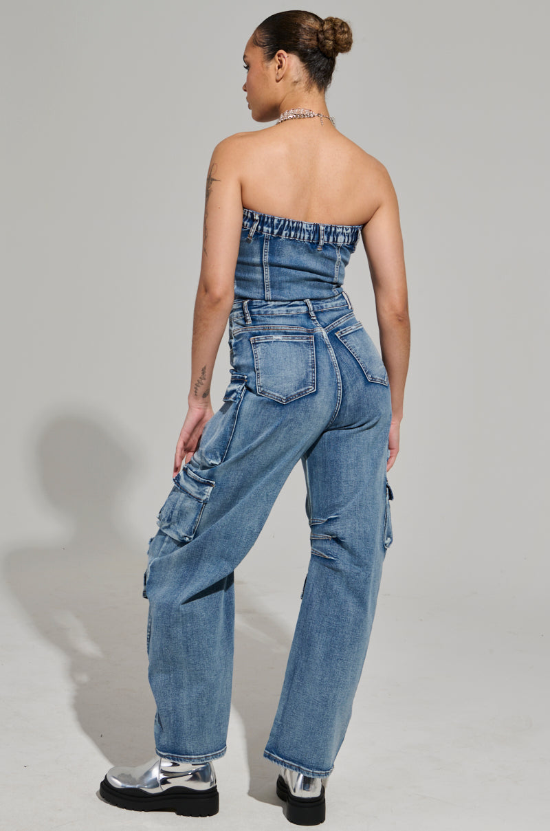 ROUND IT UP DENIM JUMPSUIT