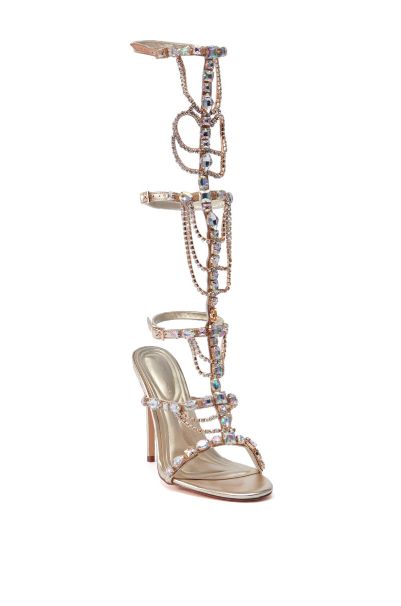 AZALEA WANG REALEM GOLD EMBELLISHED GLADIATOR SANDAL