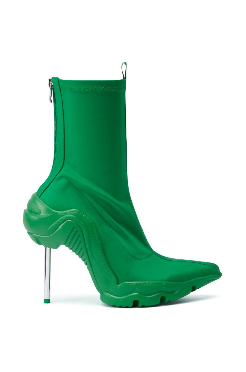 AZALEA WANG WILBER BOOTIE WITH STRETCH NEOPRENE IN GREEN