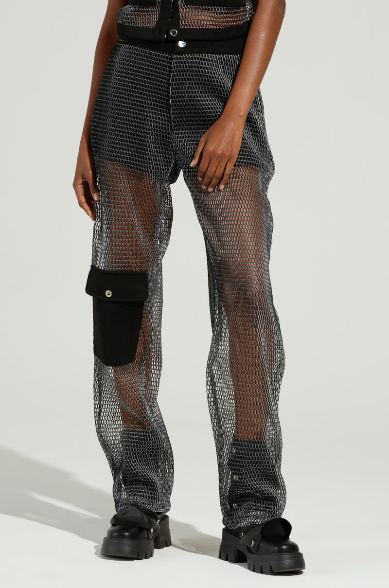 STEPHANIA TRANSPARENT TROUSER IN BLACK