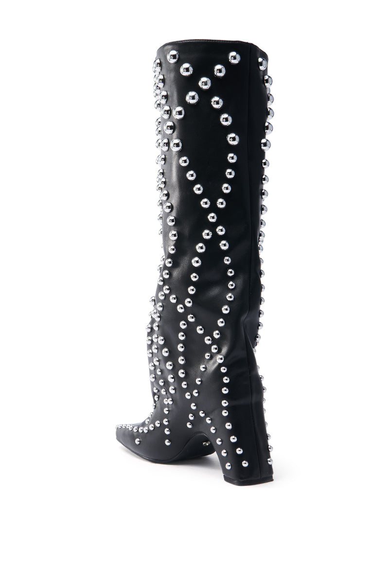 AZALEA WANG WELLS BLACK EMBELLISHED BOOT