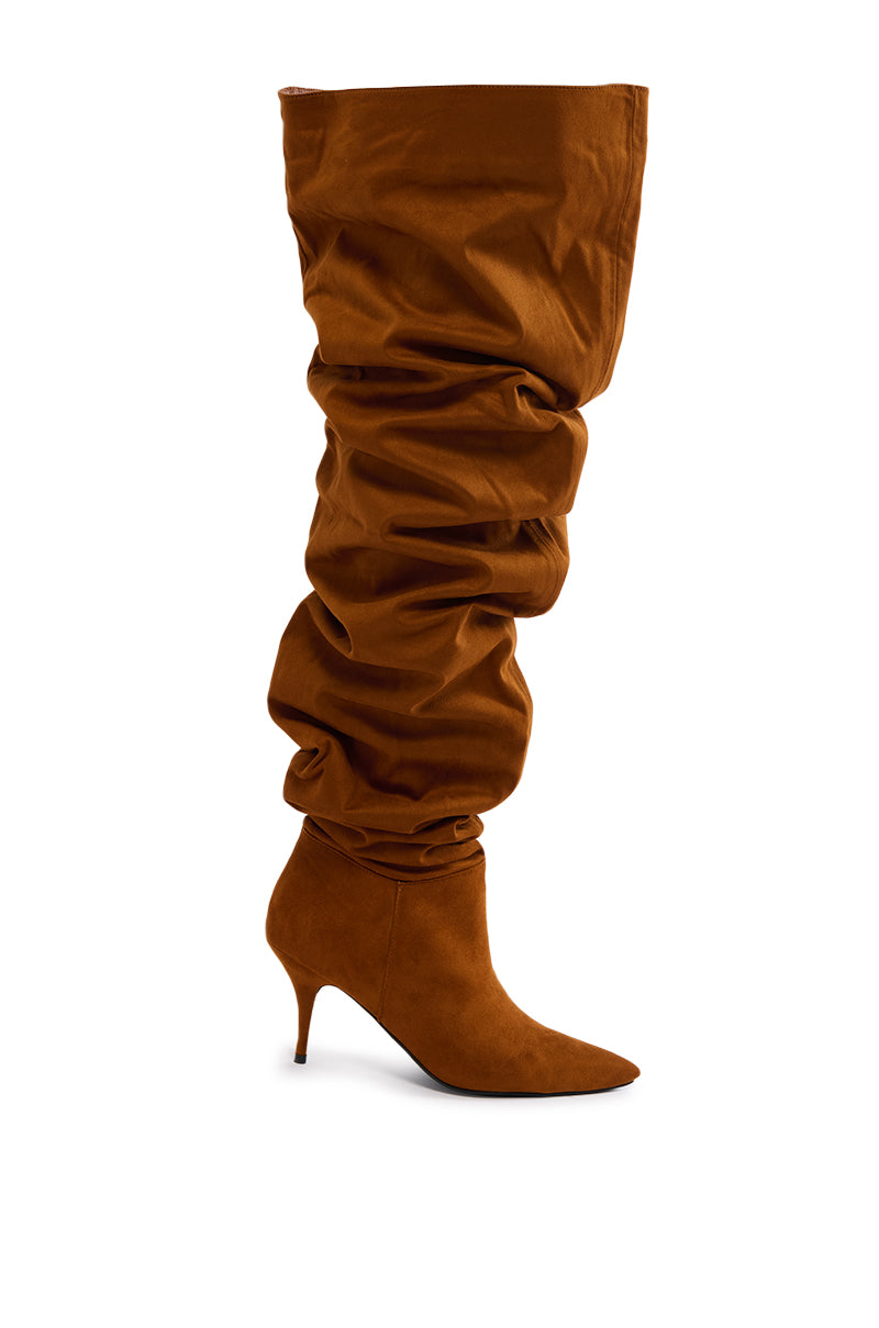 AZALEA WANG ZAKI TAN FAUX SUEDE SLOUCH BOOT