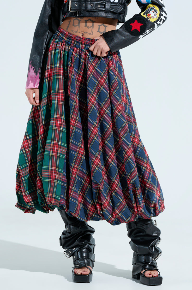 MOVEMENTS PLAID MIDI SKIRT