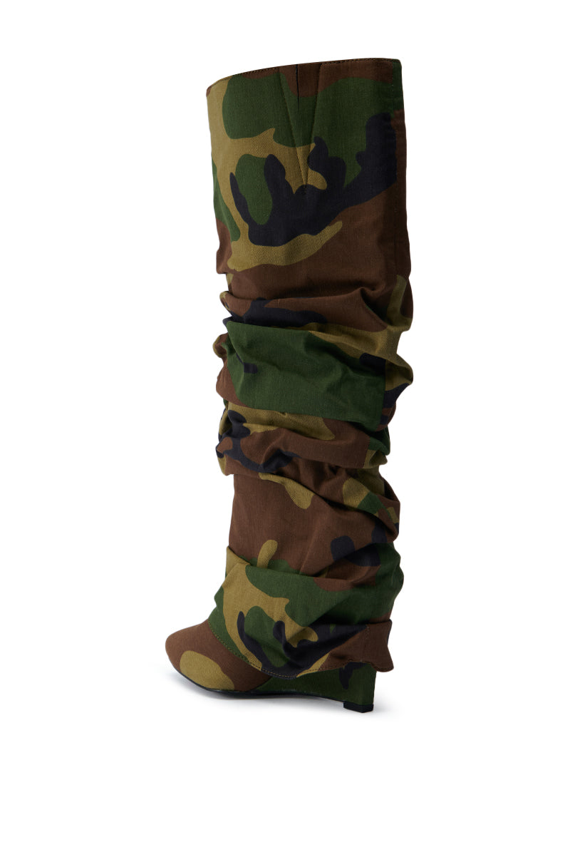 AZALEA WANG ZUMMA CAMO WEDGE BOOT