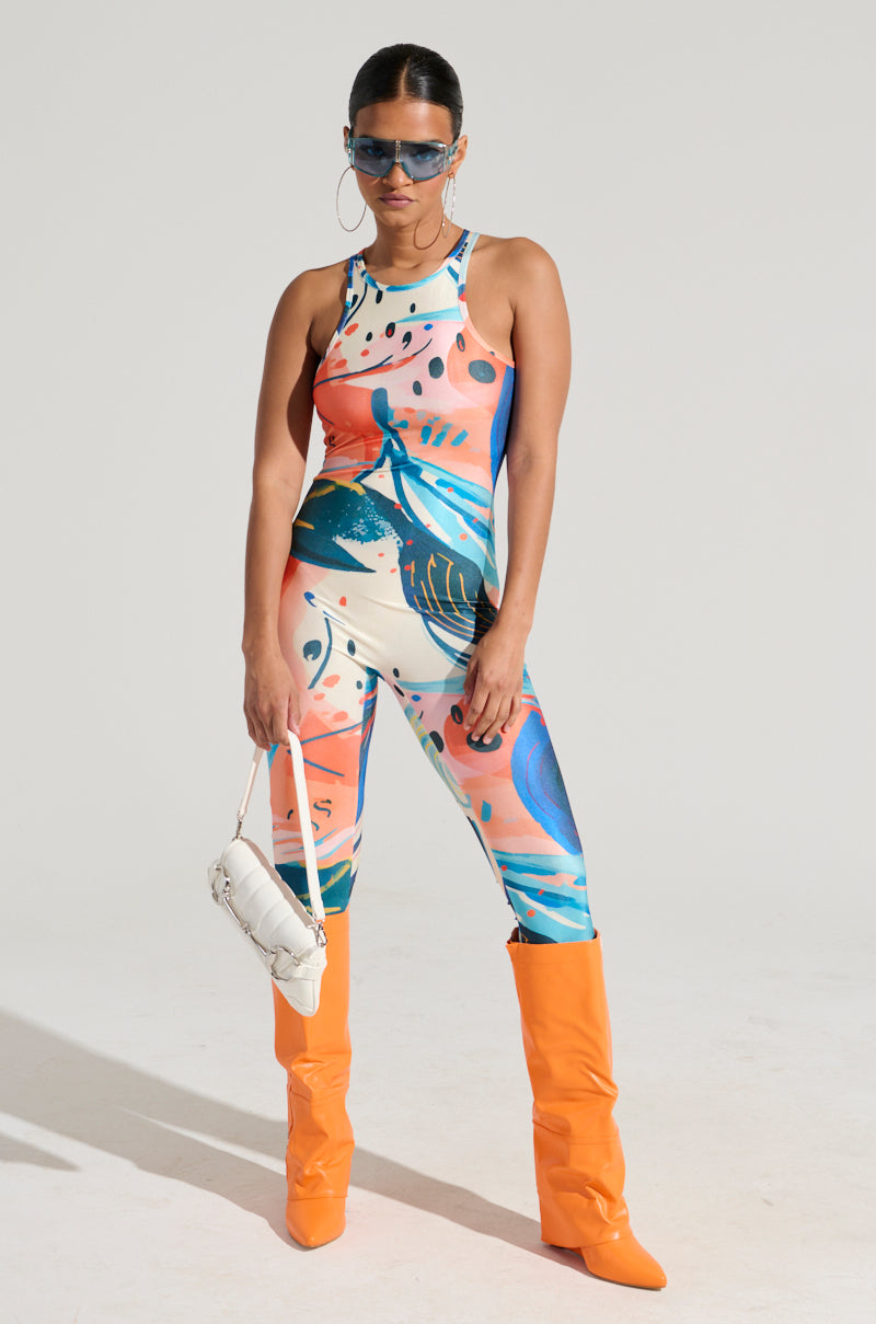 FEELIN MYSELF PRINTED JUMPSUIT