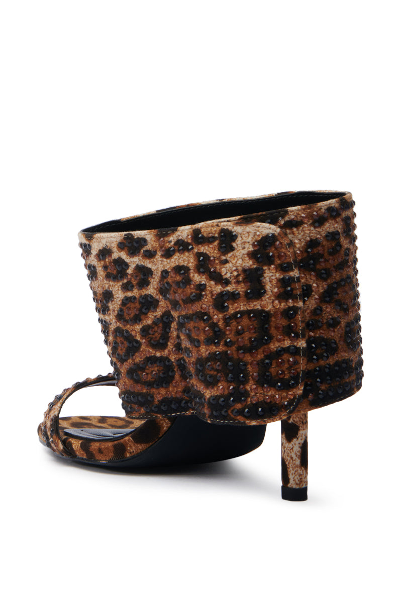 AZALEA WANG JANSEN LEOPARD RHINESTONE STILETTO SANDAL