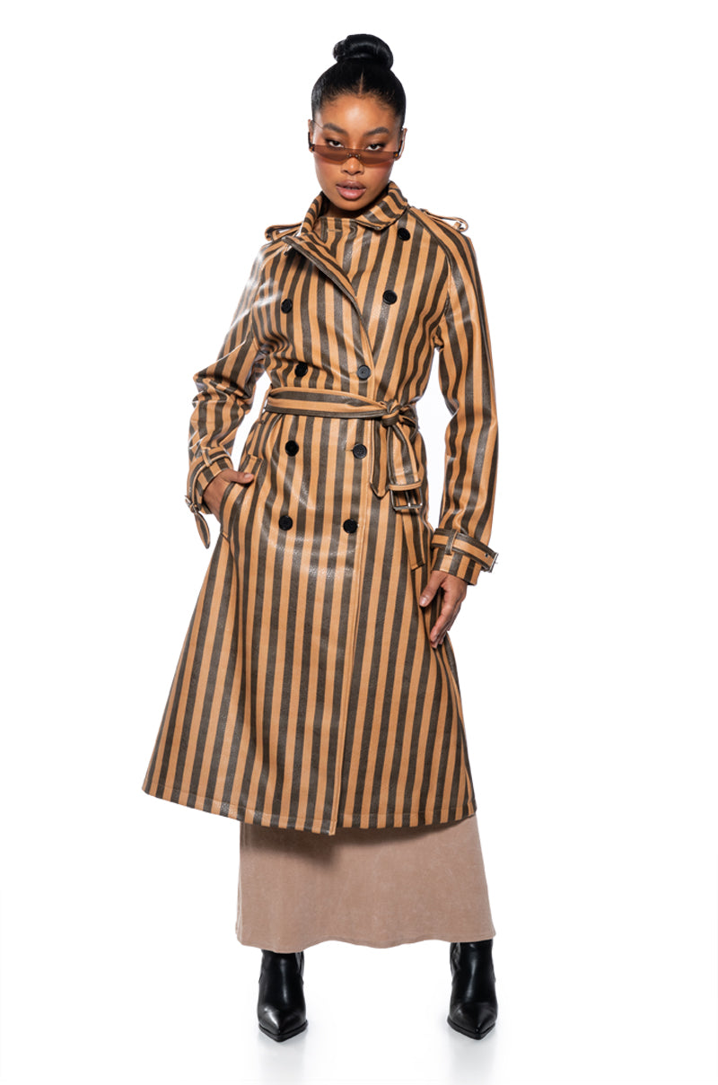 BLEEKER STREET STRIPE PU TRENCH