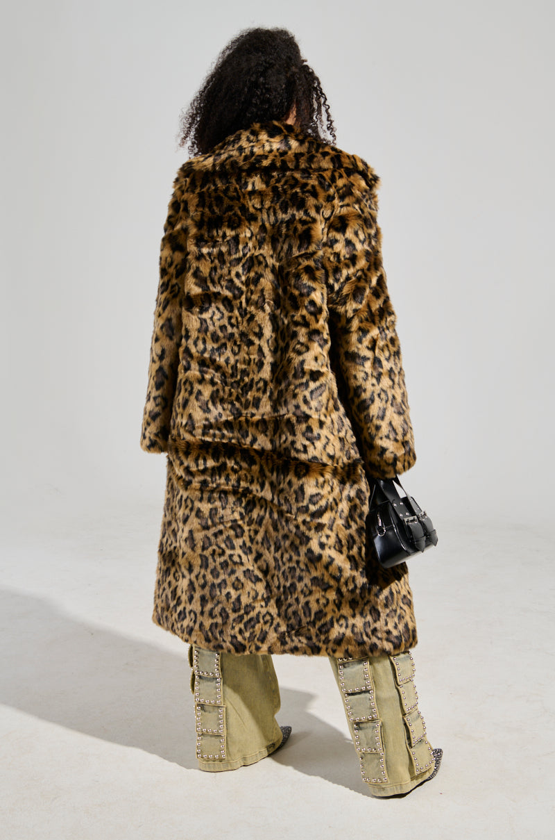 CATTY FAUX FUR LEOPARD COAT