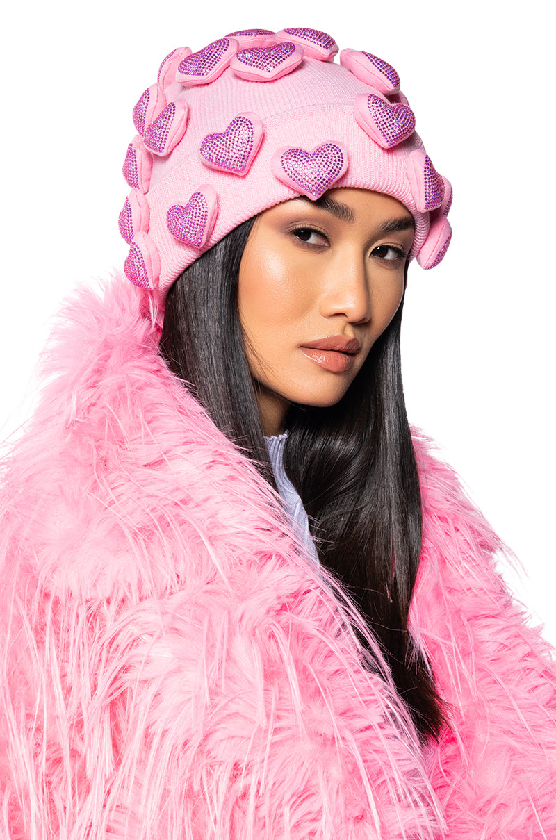 PINK PRINCESS HEART BEANIE