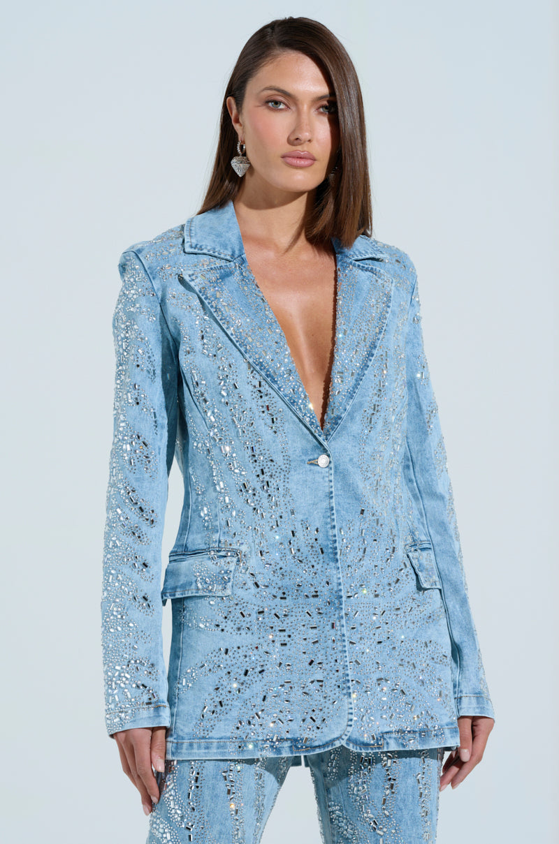 DIAMONDS DANCING DENIM BLAZER