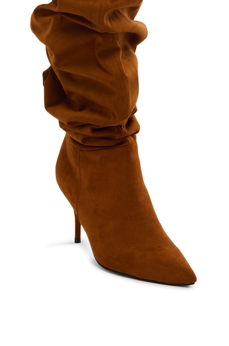 AZALEA WANG ZAKI TAN FAUX SUEDE SLOUCH BOOT