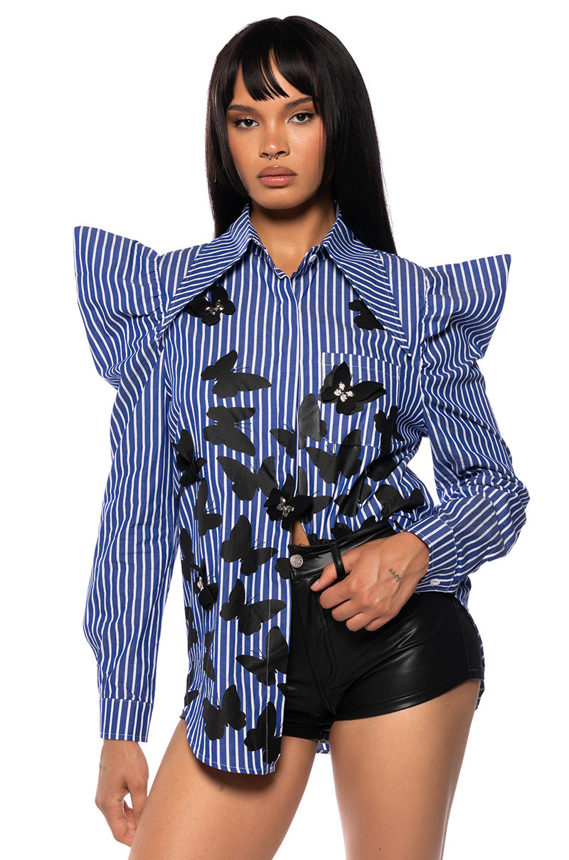 WINGS TO FLY BUTTON DOWN BLOUSE