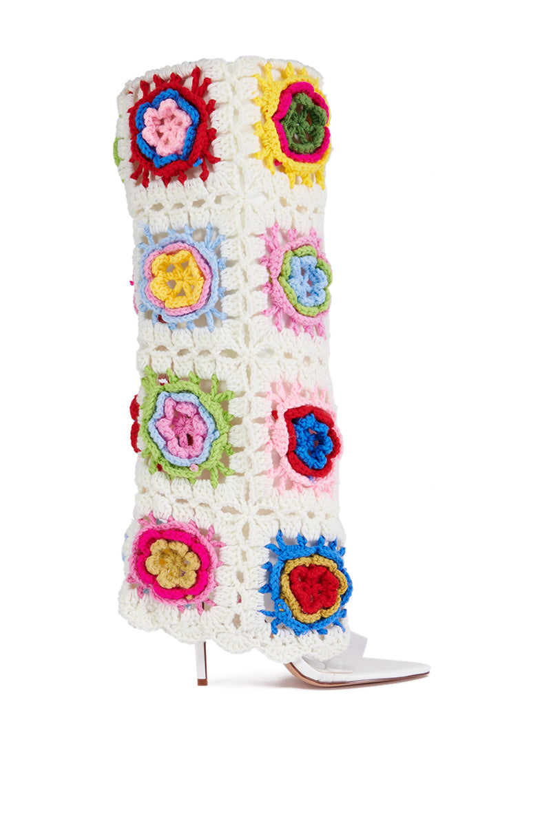 AZALEA WANG VERENA MULTI CROCHET OPEN TOE SANDAL BOOT