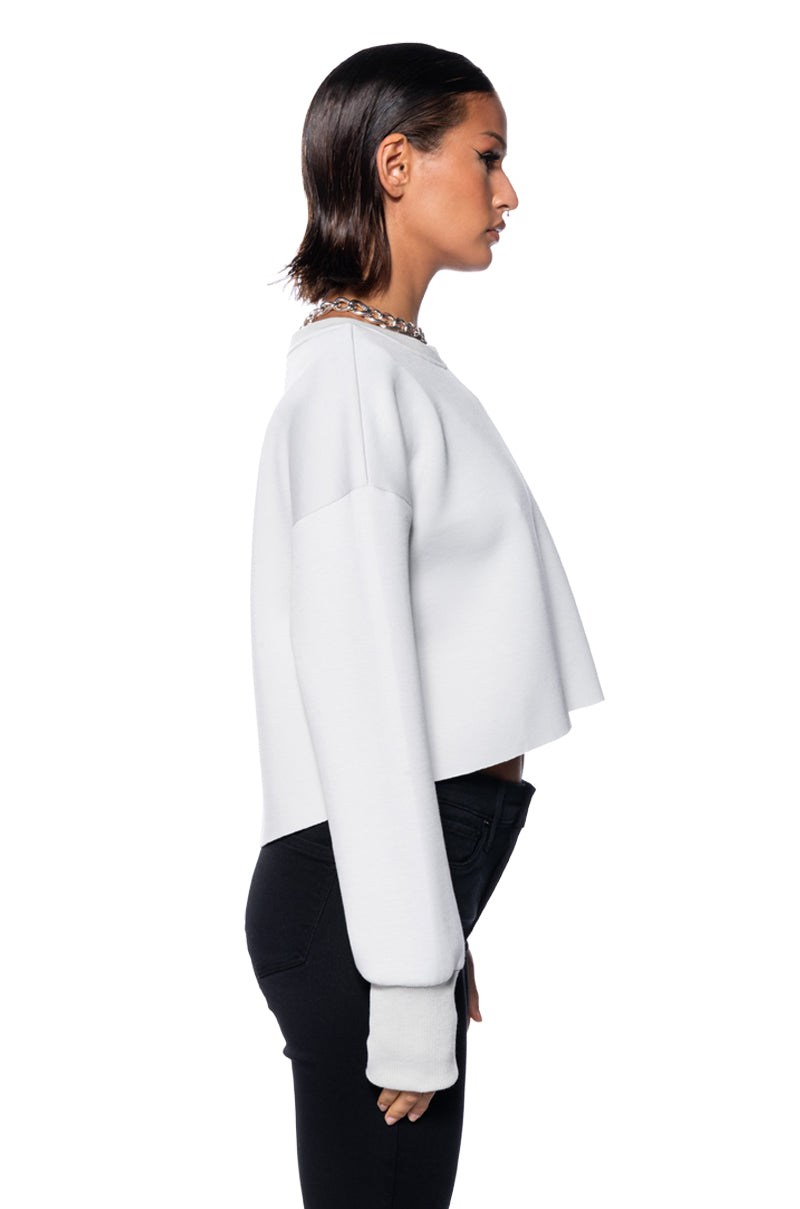 STRAIGHT TO IT SCUBA RUFFLE DETAIL SWEATSHIRT