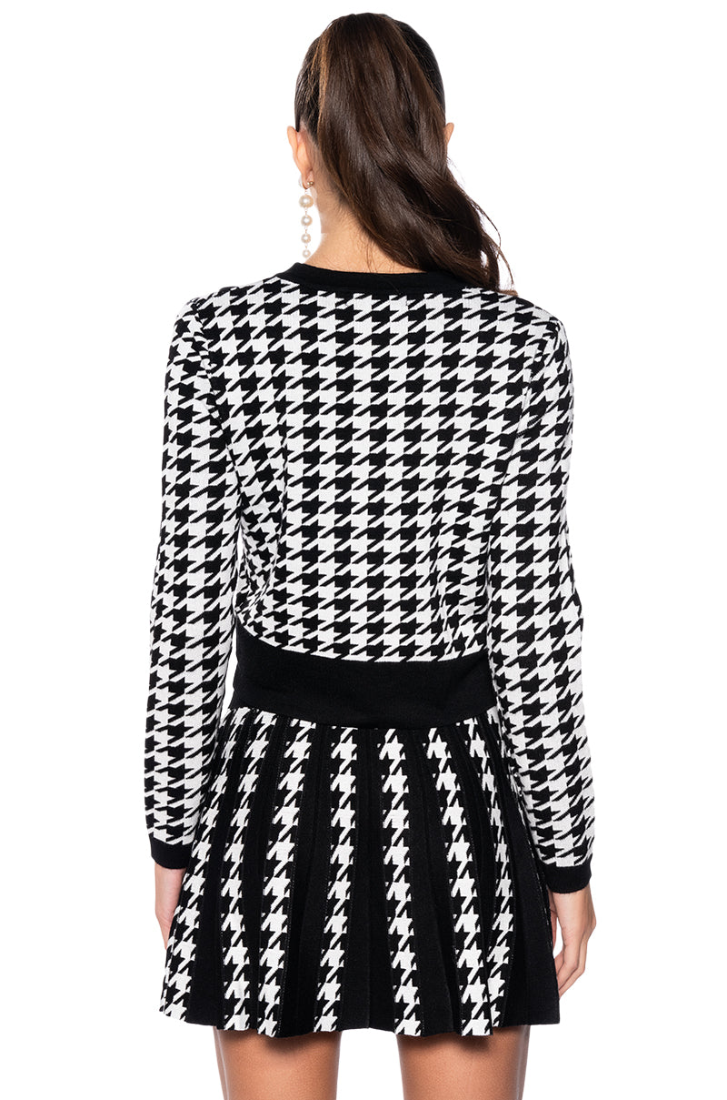 DUTCHESS HOUNDSTOOTH CARDIGAN