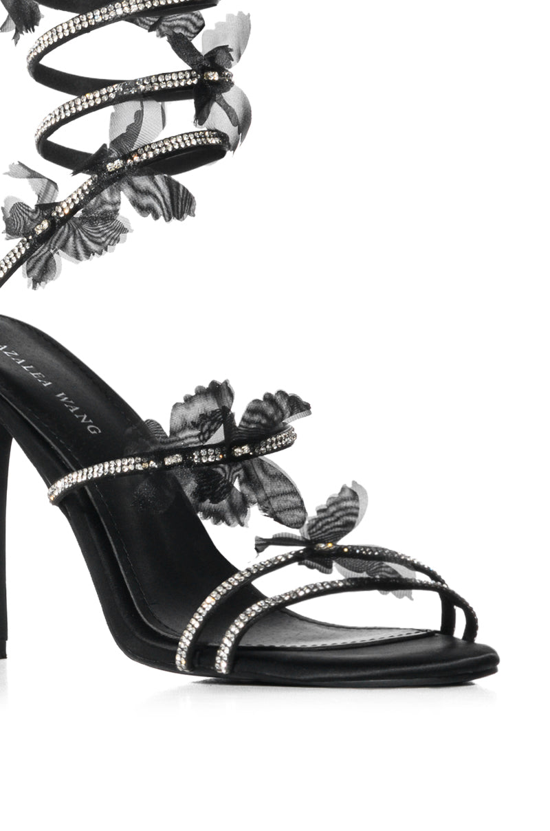 AZALEA WANG ARYANA BLACK BUTTERFLY COIL SANDAL