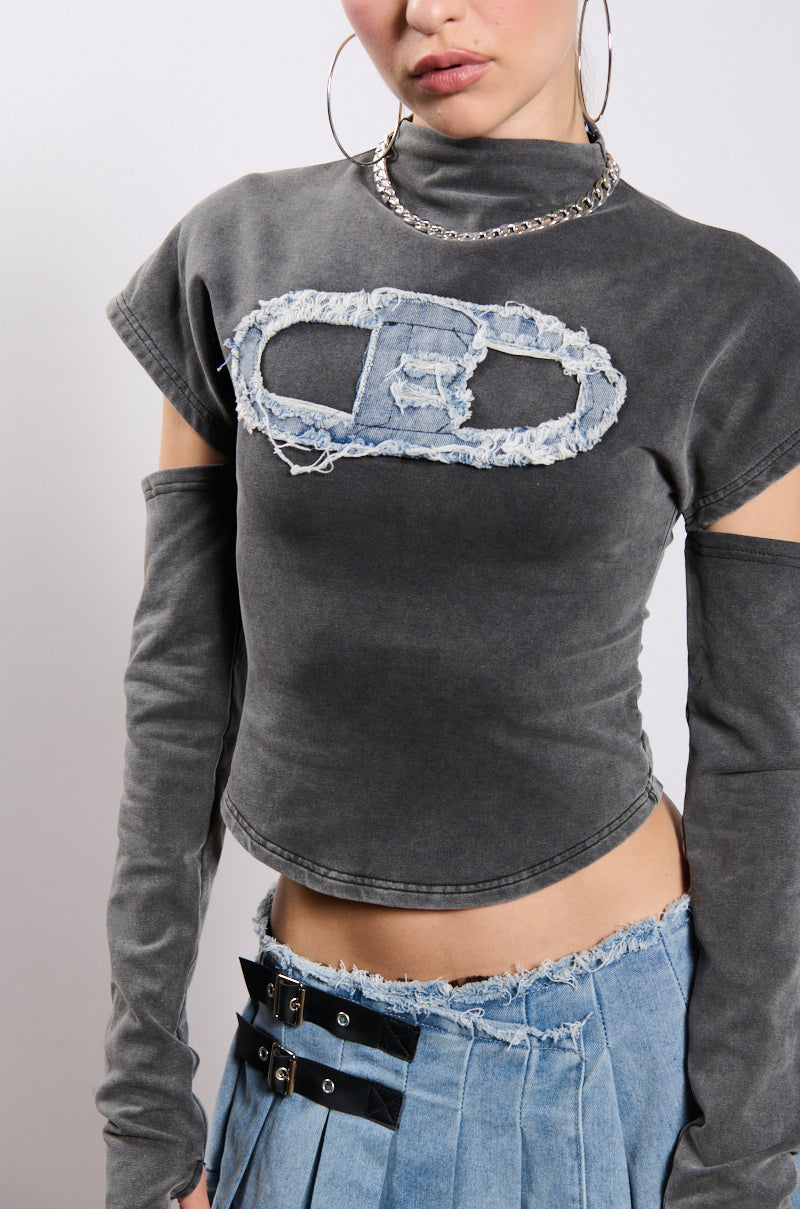 STREETWEAR BAE CUT OUT MINERAL WASH TOP