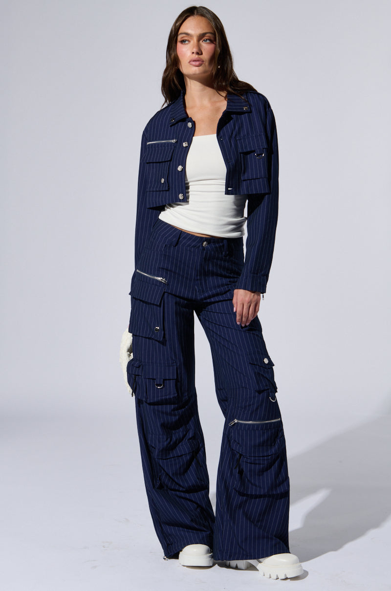 RAYE PINSTRIPE CARGO PANTS