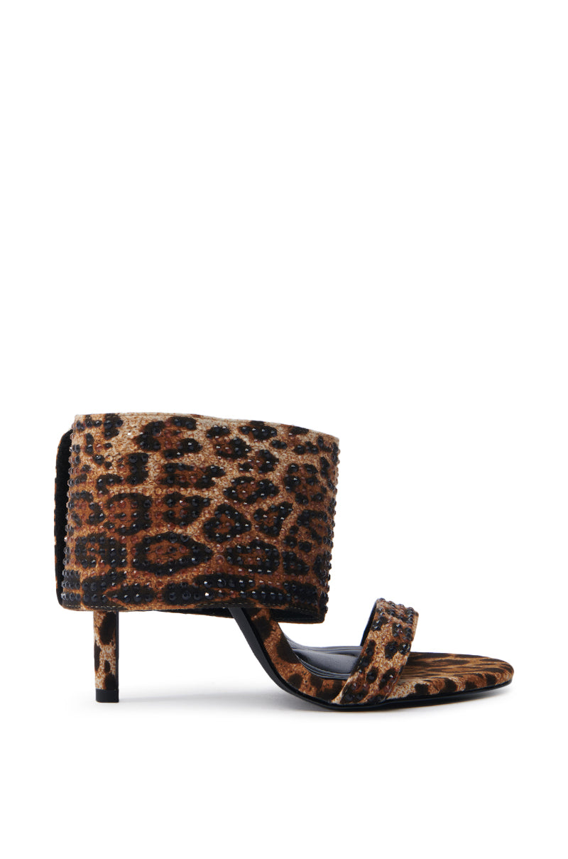 AZALEA WANG JANSEN LEOPARD RHINESTONE STILETTO SANDAL