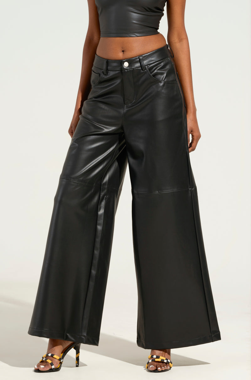 FEELS LIKE BUTTER FAUX LEATHER WIDE LEG PANTS