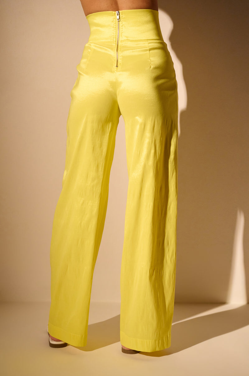 BIG BOOTY HIGH WAIST WIDE LEG TROUSER IN YELLOW