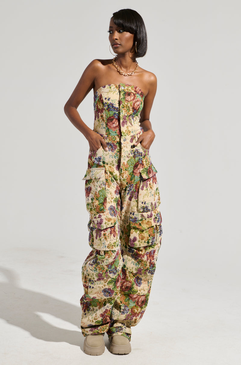 IN HER ELEMENT FLORAL WOVEN JUMPSUIT