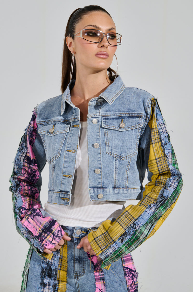 MAKING WAVES PATCHWORK DENIM JACKET