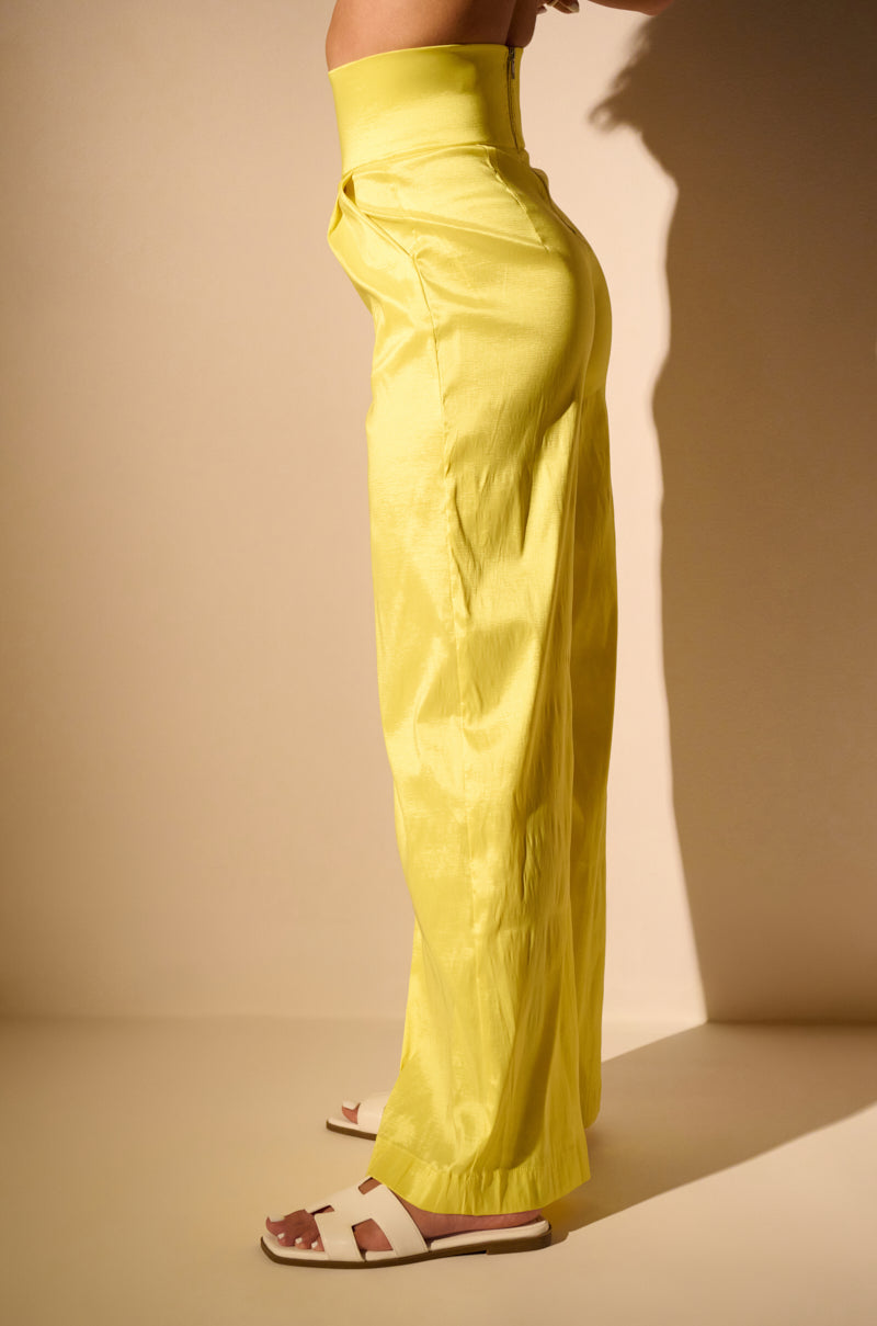 BIG BOOTY HIGH WAIST WIDE LEG TROUSER IN YELLOW