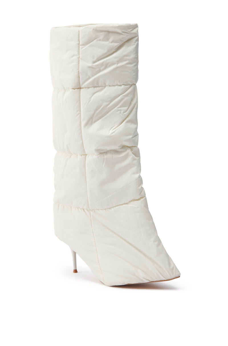 DREAMSICLE CREAM PUFFER STILETTO BOOT