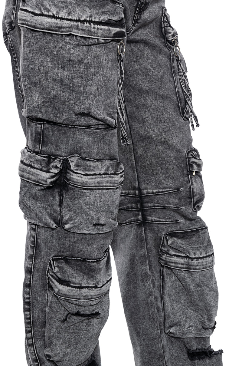 SOMETHING WILD DENIM CARGO PANTS