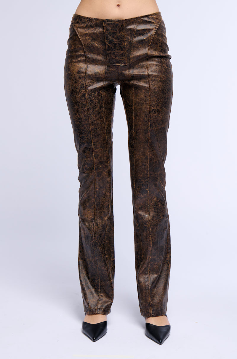 RIGHT KINDA WRONG DISTRESSED FAUX LEATHER TROUSER