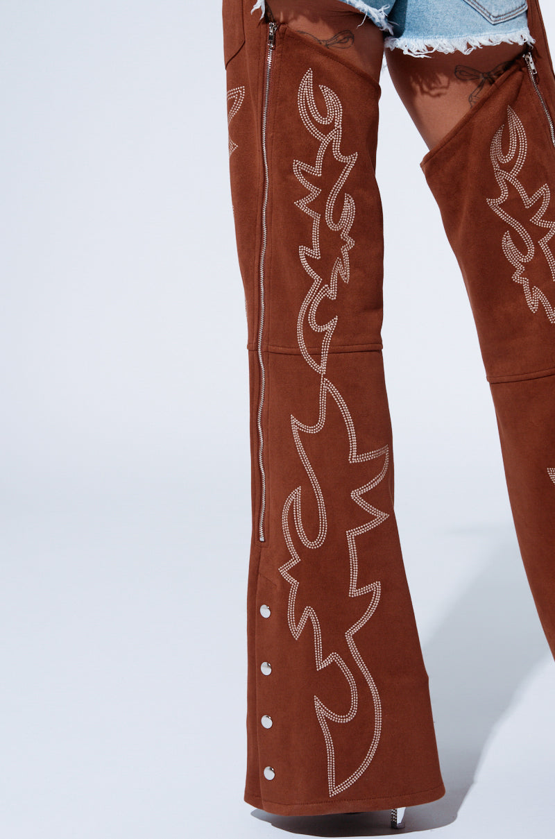 SMOKE HOUR SUEDE CHAPS IN BROWN