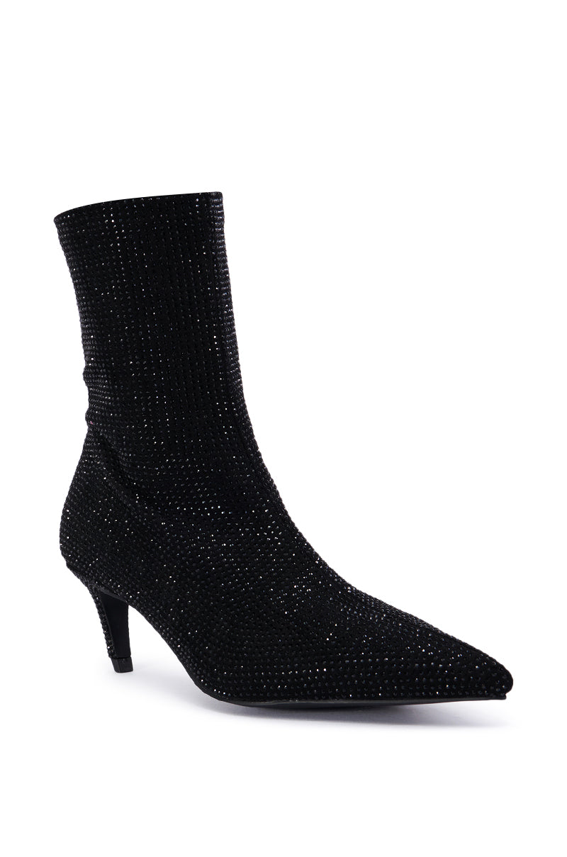 AZALEA WANG NEROLA BLACK RHINESTONE BOOTIE