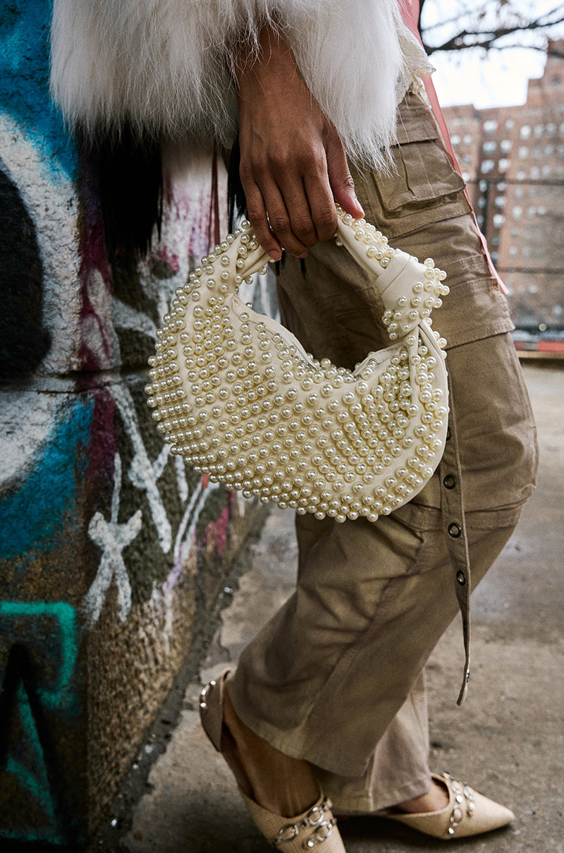 OH YOU FANCY HUH PEARL EMBELLISHED PURSE