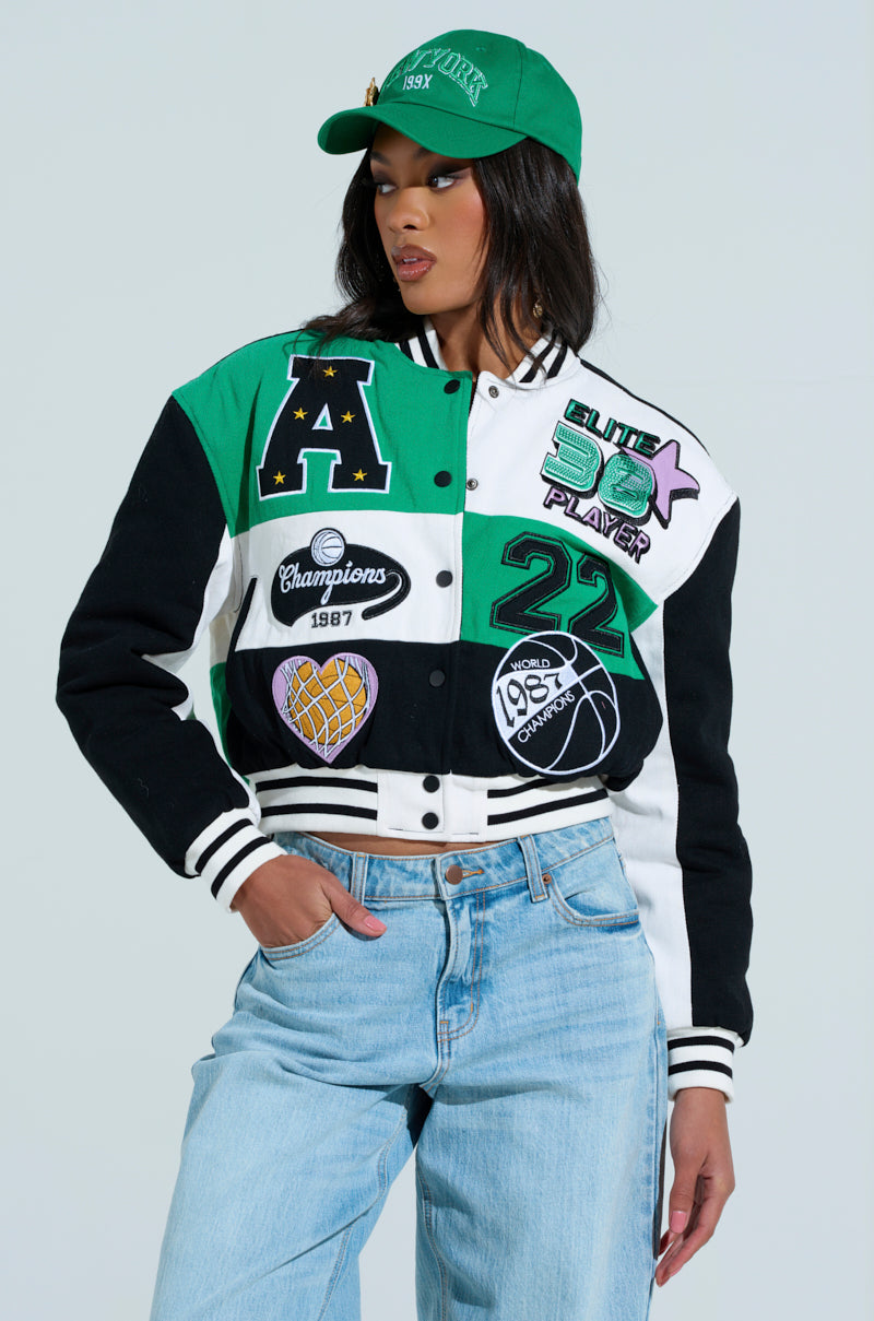 MY RULES EMBROIDERED BOMBER