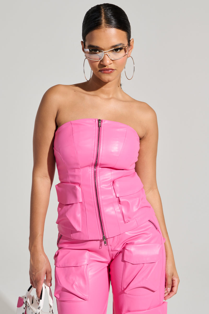 BUBBLEGUM SHORTY CORSET TOP IN PINK