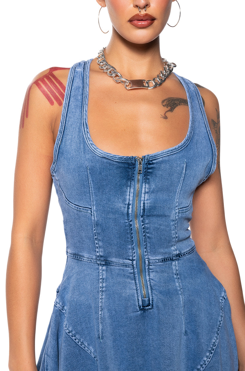 VIVIAN DENIM MINI DRESS