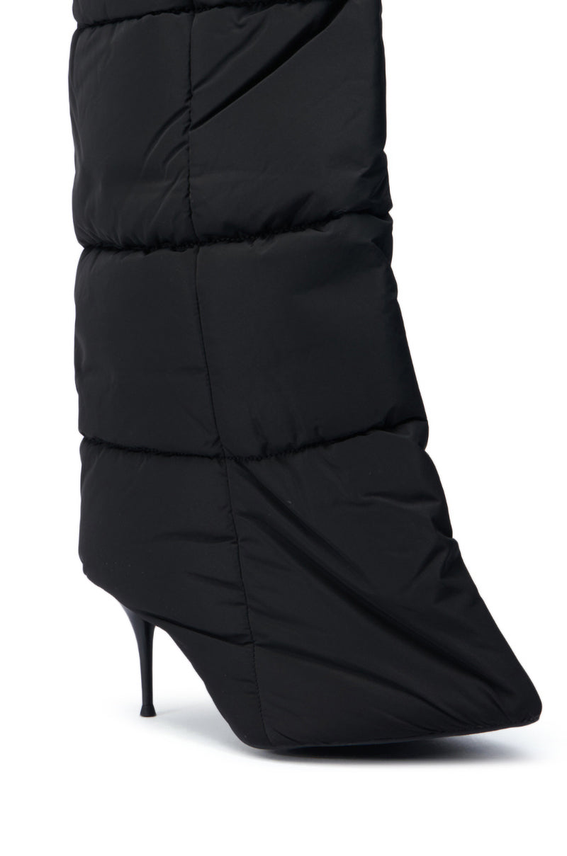 DREAMSICLE BLACK PUFFER STILETTO BOOT