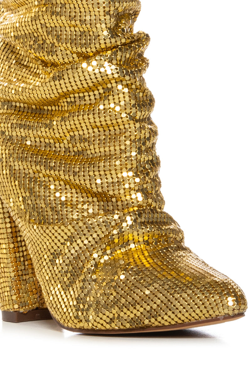 KING SEQUIN CHUNKY BOOT IN GOLD