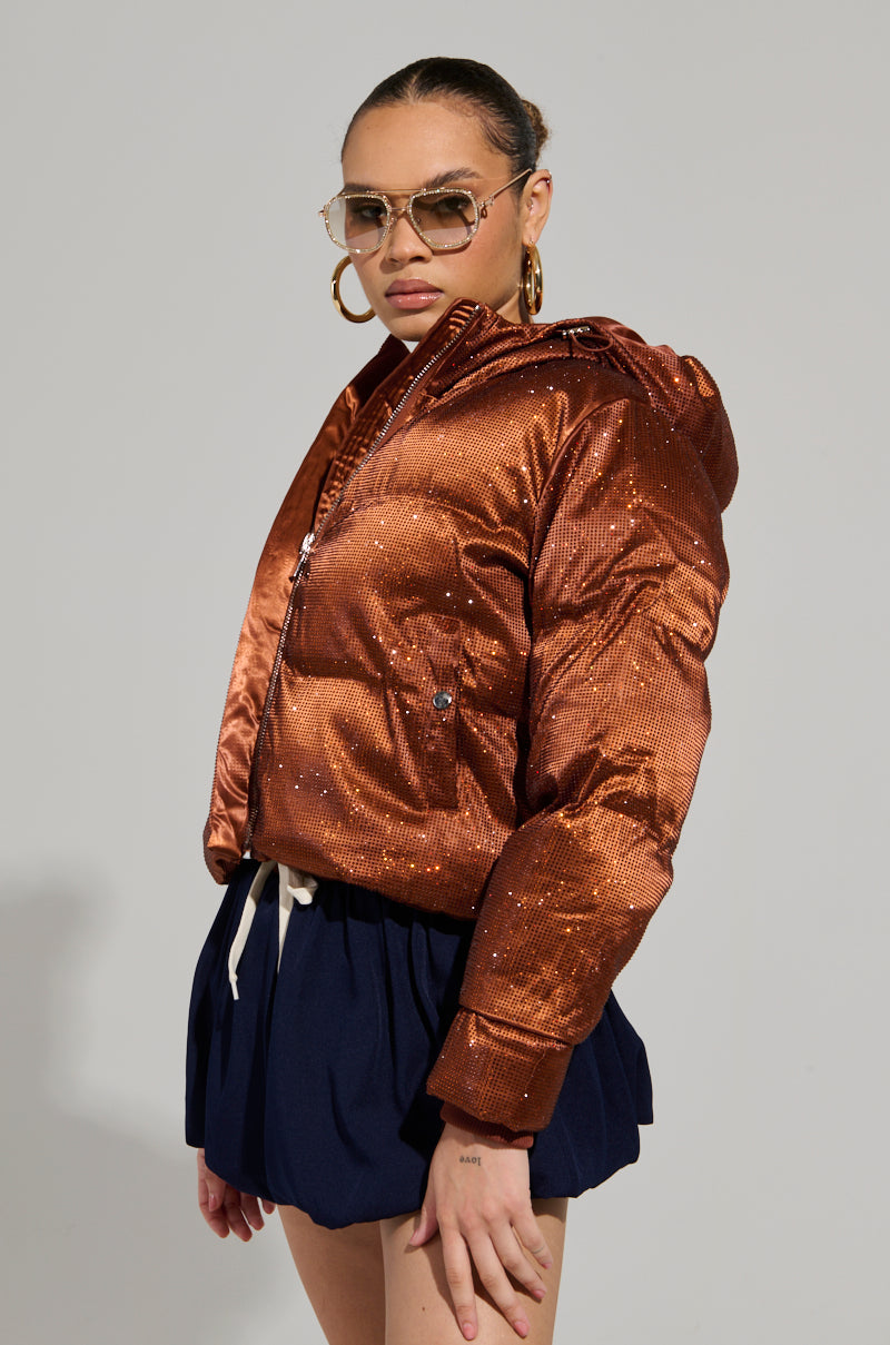 FAYE RHINESTONE PUFFER IN COPPER