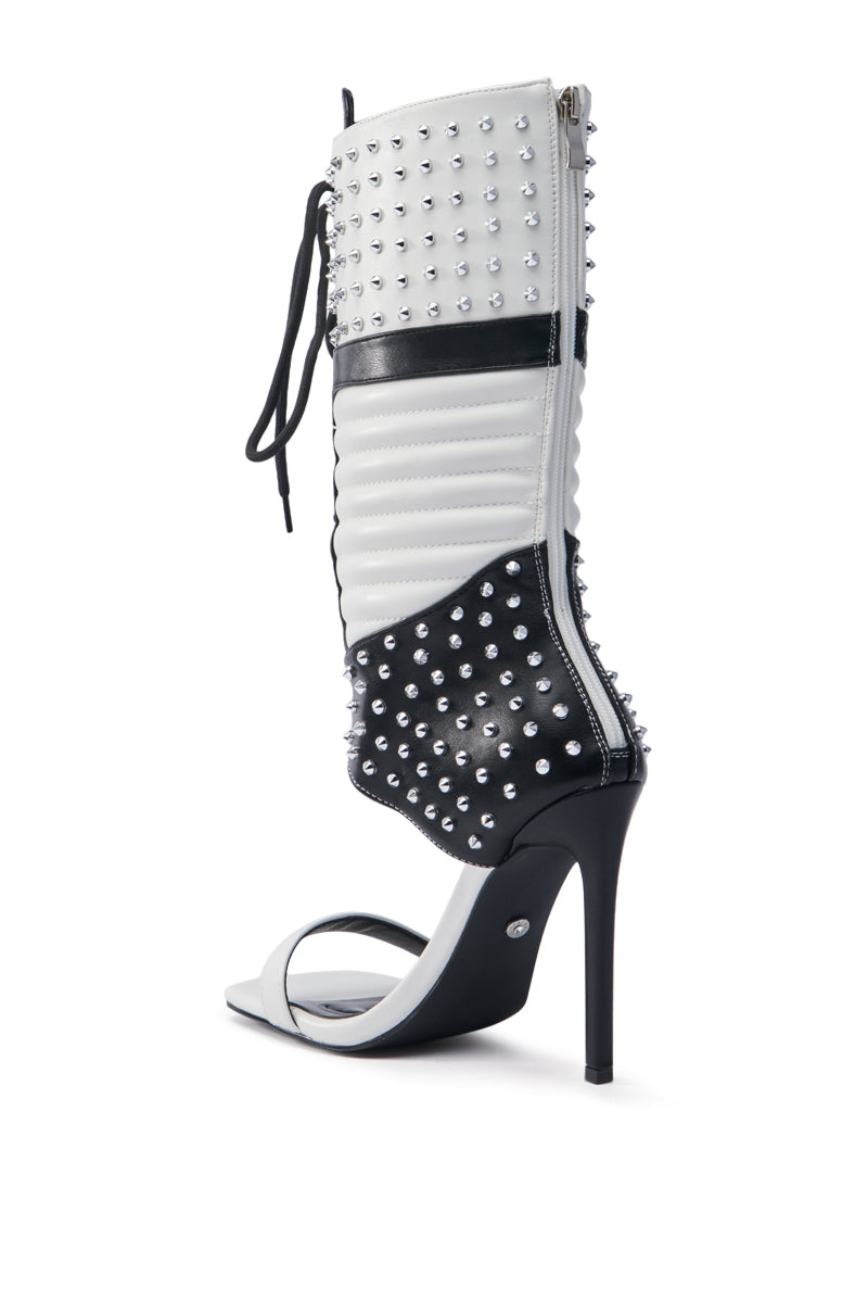 AZALEA WANG ALBERTO WHITE AND BLACK GLADIATOR SPORTY BOOT