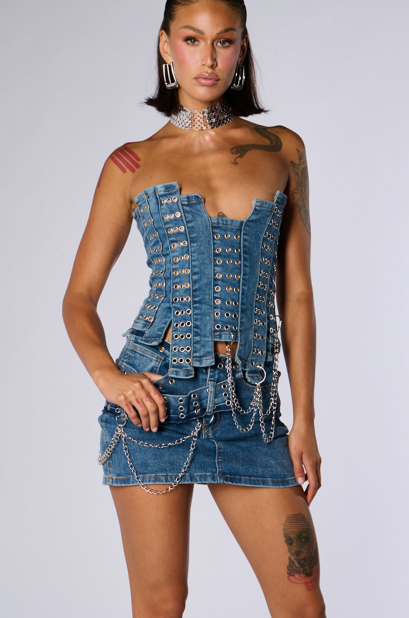 JUST WANNA ROCK DENIM TUBE TOP