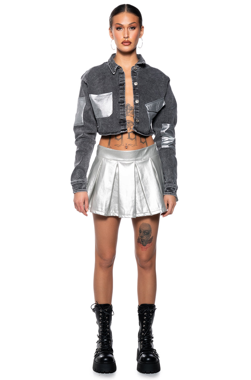 YOURS TRULY METALLIC MICRO MINI SKORT