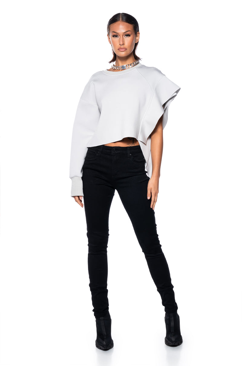 STRAIGHT TO IT SCUBA RUFFLE DETAIL SWEATSHIRT