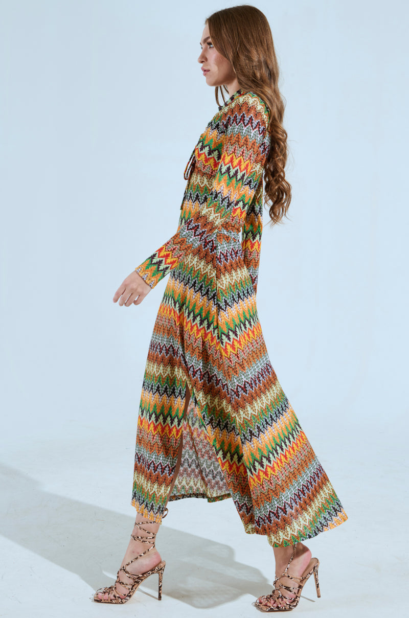 BAYLEE ABSTRACT PRINT KNIT MAXI DRESS