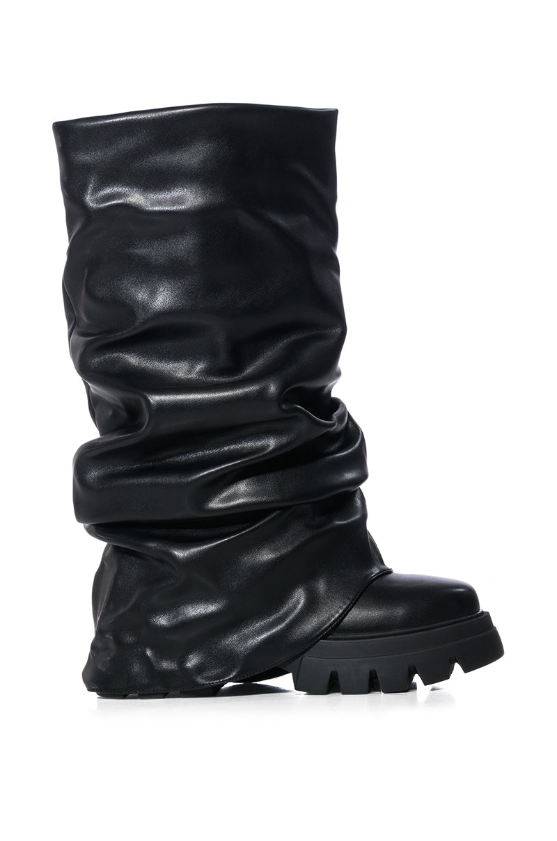 AZALEA WANG MATE BLACK RUCHED BOOT