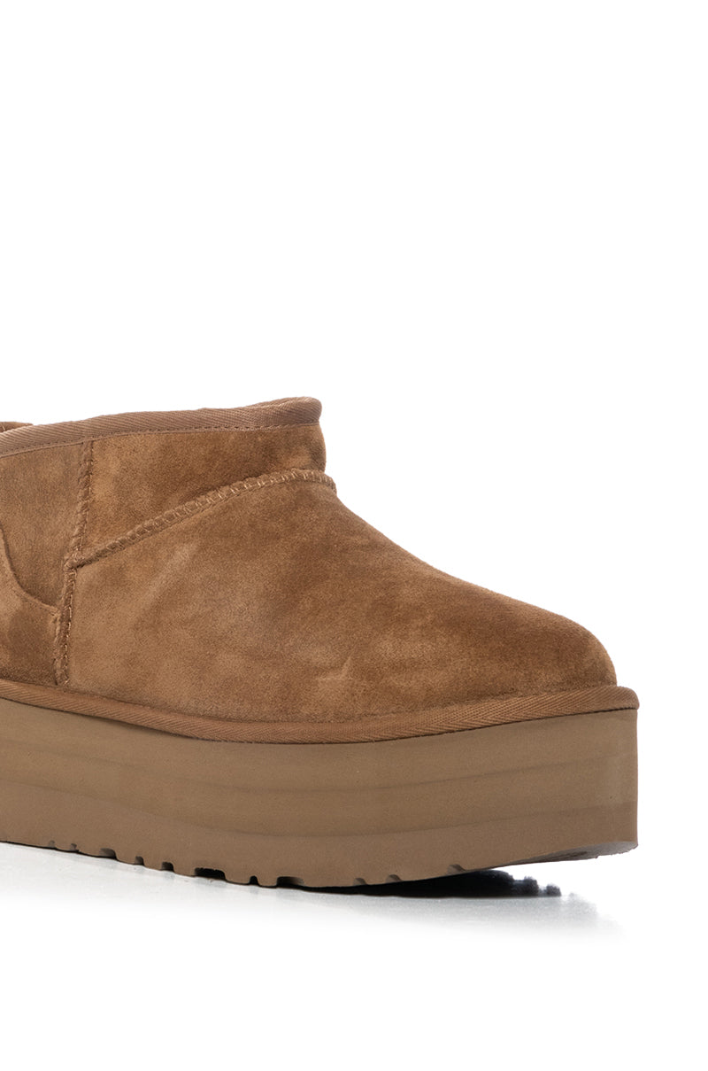 UGG CLASSIC ULTRA MINI PLATFORM BOOTIE IN CHESTNUT