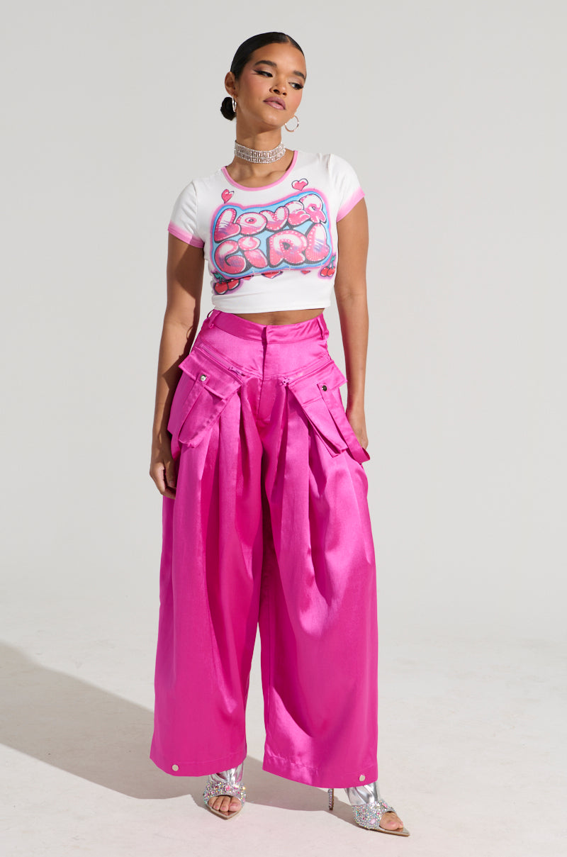 A MOMENT APART WIDE LEG TROUSER WITH POCKETS IN PINK