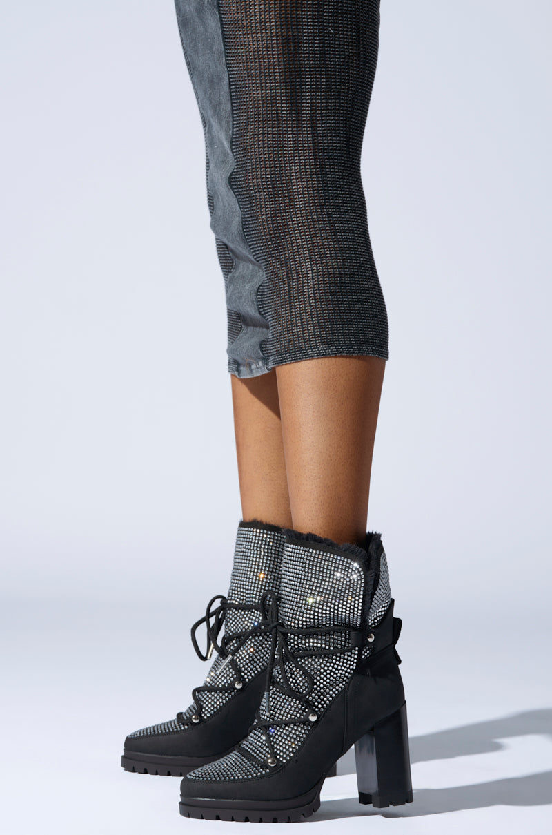 AZALEA WANG TWILLA EMBELLISHED CHUNKY BOOTIE